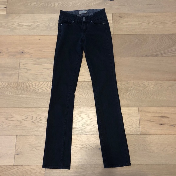 PAIGE Denim - Paige Mid Rise Straight Black denim jeans Sz 24